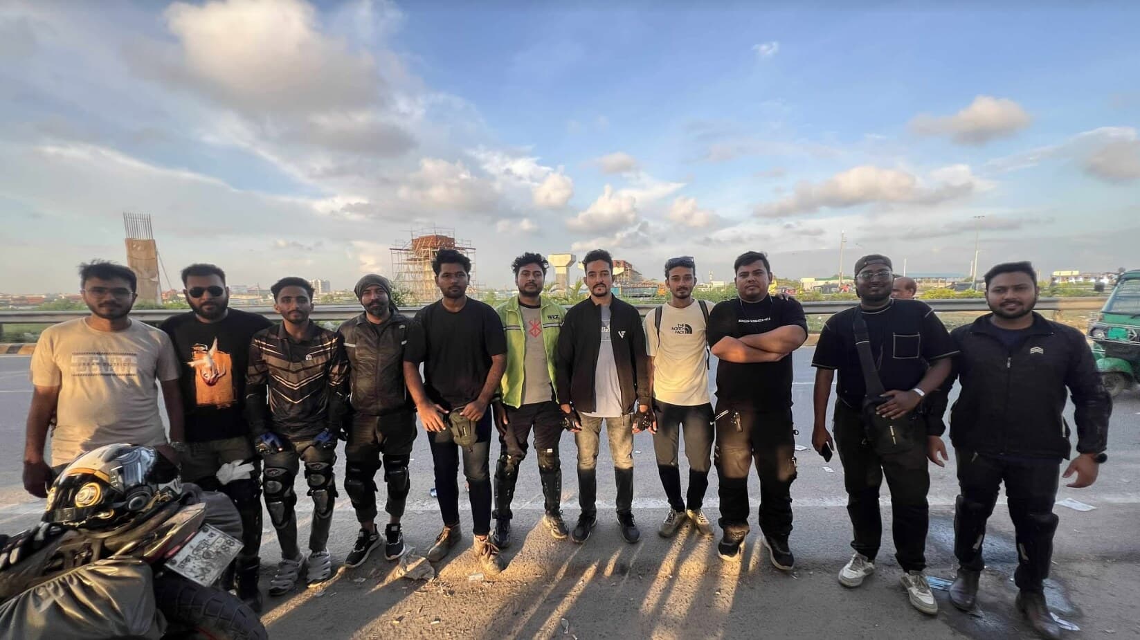 Team Brz riders on a highway meetup